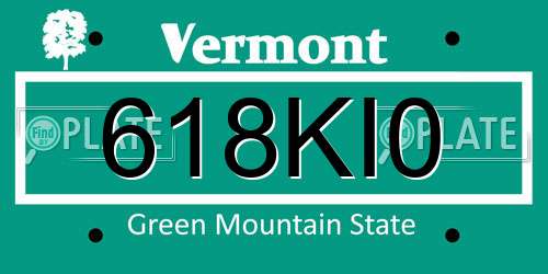 618KI0 Vermont License Plate