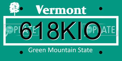 618KIO Vermont License Plate