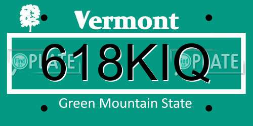 618KIQ Vermont License Plate