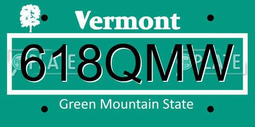 618QMW Vermont License Plate