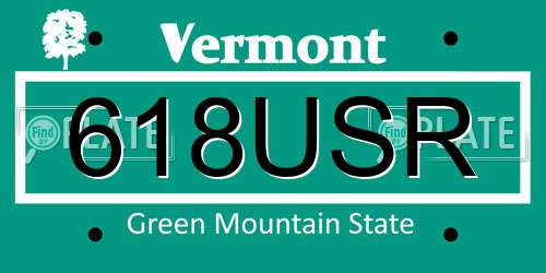 618USR Vermont License Plate