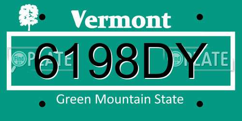 6198DY Vermont License Plate