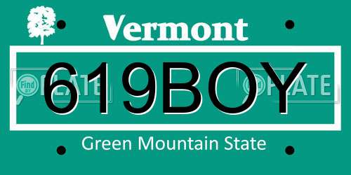619BOY Vermont License Plate