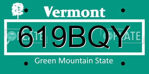 619BQY Vermont License Plate
