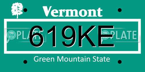 619KE Vermont License Plate
