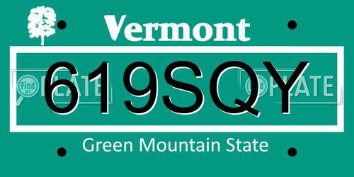 619SQY Vermont License Plate