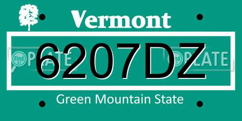 6207DZ Vermont License Plate