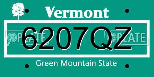 6207QZ Vermont License Plate