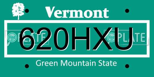 620HXU Vermont License Plate