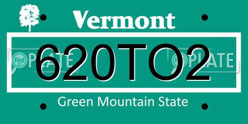 620TO2 Vermont License Plate