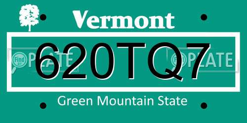 620TQ7 Vermont License Plate