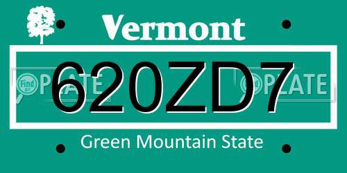 620ZD7 Vermont License Plate