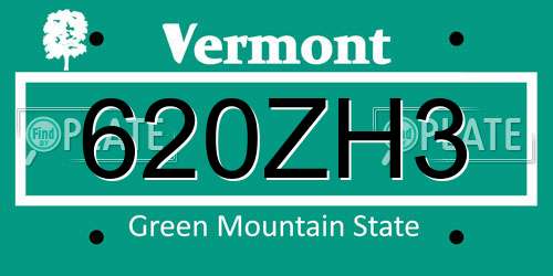 620ZH3 Vermont License Plate