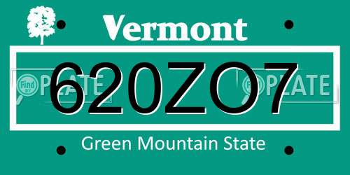 620ZO7 Vermont License Plate