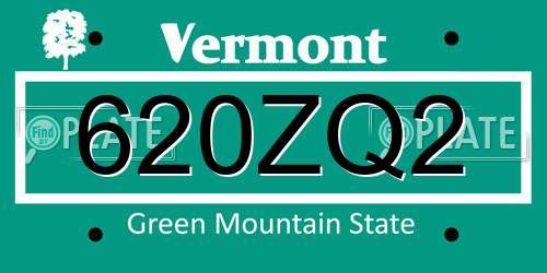 620ZQ2 Vermont License Plate