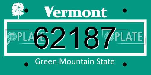 62187 Vermont License Plate