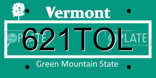 621TOL Vermont License Plate