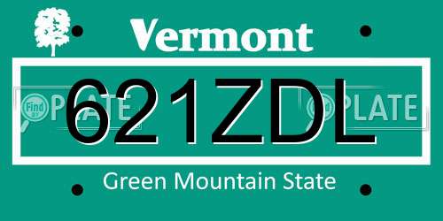 621ZDL Vermont License Plate