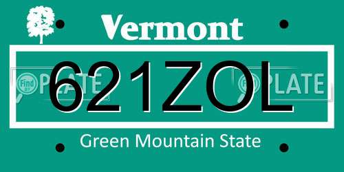 621ZOL Vermont License Plate
