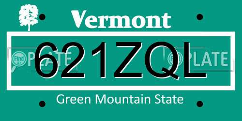 621ZQL Vermont License Plate
