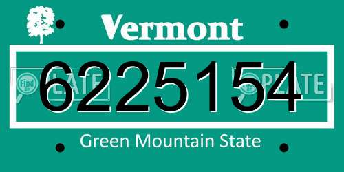 6225154 Vermont License Plate