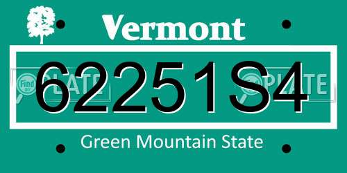 62251S4 Vermont License Plate