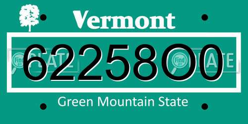 62258O0 Vermont License Plate