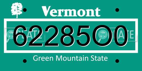 62285O0 Vermont License Plate