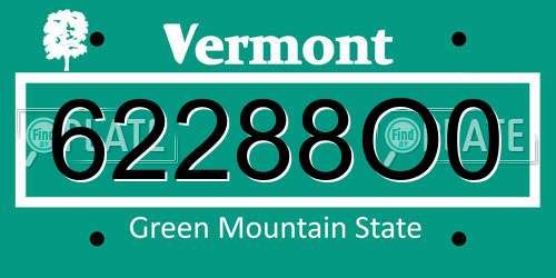 62288O0 Vermont License Plate