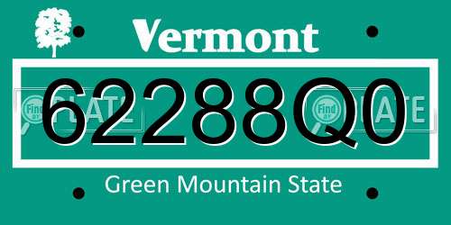 62288Q0 Vermont License Plate