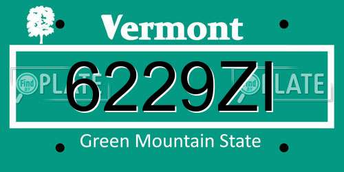 6229ZI Vermont License Plate