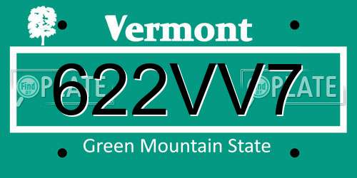 622VV7 Vermont License Plate