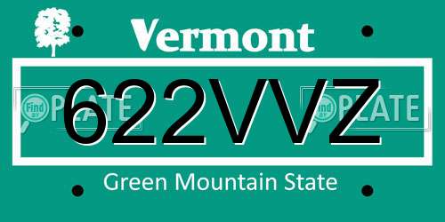 622VVZ Vermont License Plate