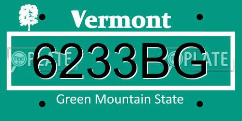 6233BG Vermont License Plate