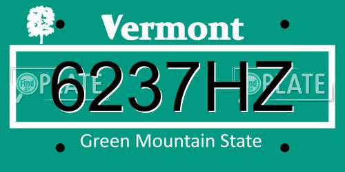 6237HZ Vermont License Plate