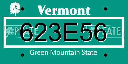 623E56 Vermont License Plate