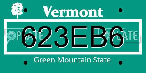623EB6 Vermont License Plate
