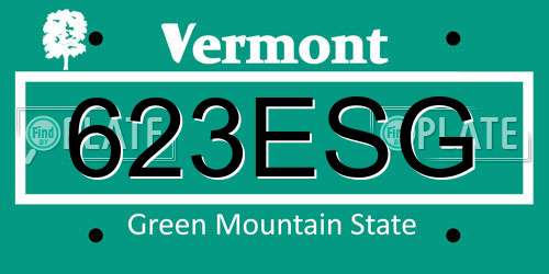 623ESG Vermont License Plate