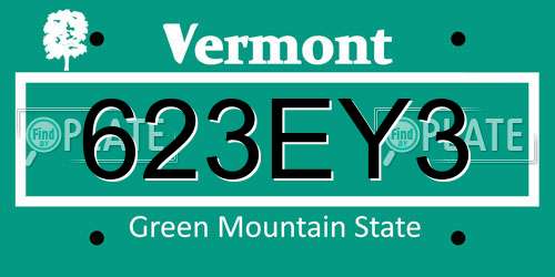 623EY3 Vermont License Plate