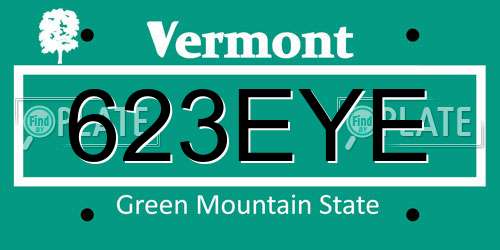 623EYE Vermont License Plate