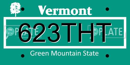 623THT Vermont License Plate