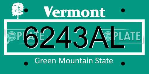 6243AL Vermont License Plate