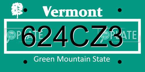 624CZ3 Vermont License Plate