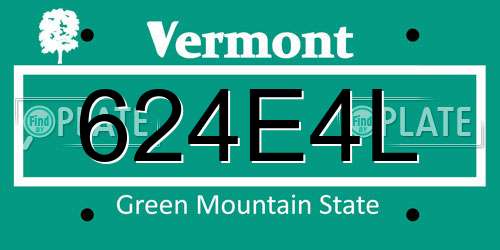 624E4L Vermont License Plate