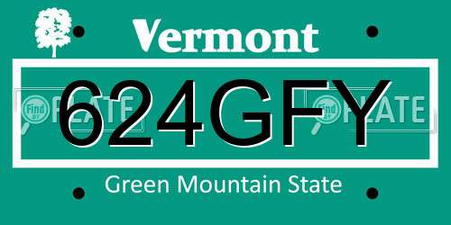 624GFY Vermont License Plate