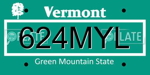 624MYL Vermont License Plate
