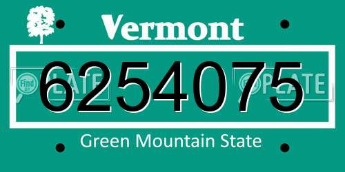 6254075 Vermont License Plate
