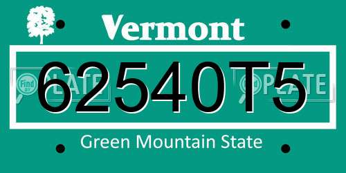 62540T5 Vermont License Plate