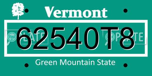 62540T8 Vermont License Plate