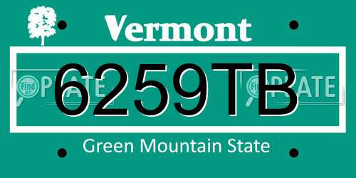 6259TB Vermont License Plate
